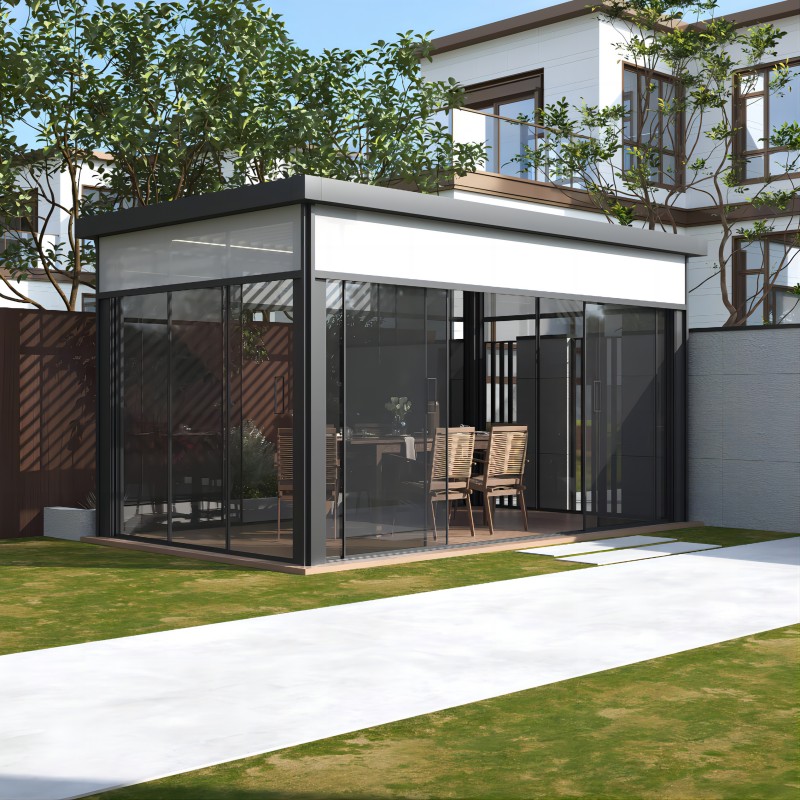 Modern Luxury Easily Assembly Aluminum Alloy Waterproof  Motorized Louvered Blades Pergola For Deck