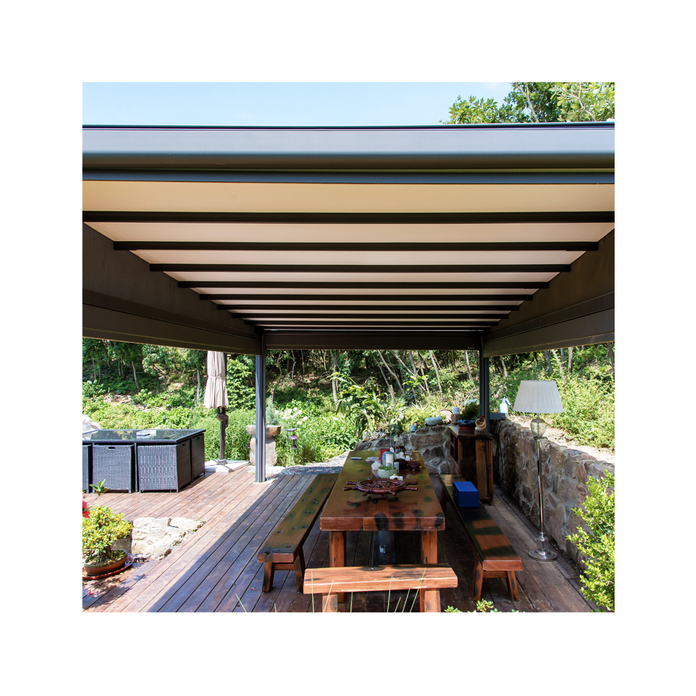 Garraf Sun Shading Motorized Retractable Pergola Awning Roof For Outdoor Patio Pergola Canopy