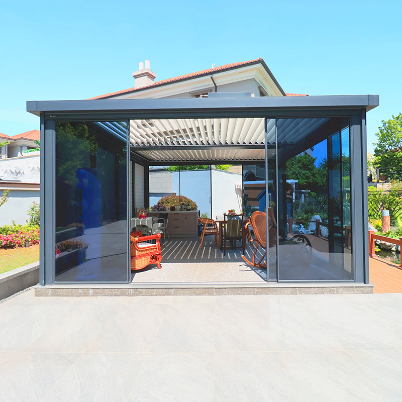 Waterproof Feature Garden Aluminium Gazebo Pergola System Waterproof Louvre Roof