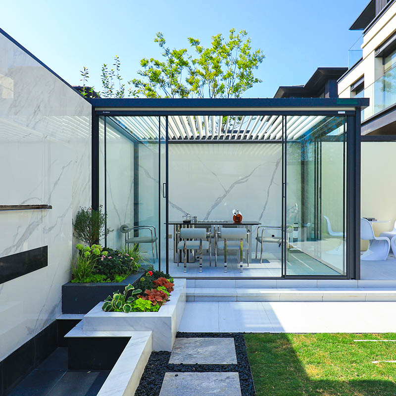 Garraf OEM Factory 3x3,3x4,4x4,6x4m Motorized Aluminium Canopy Awning Pergola Cover